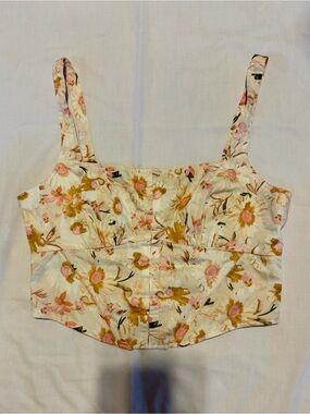 Forever 21 Cream Floral Crop Top